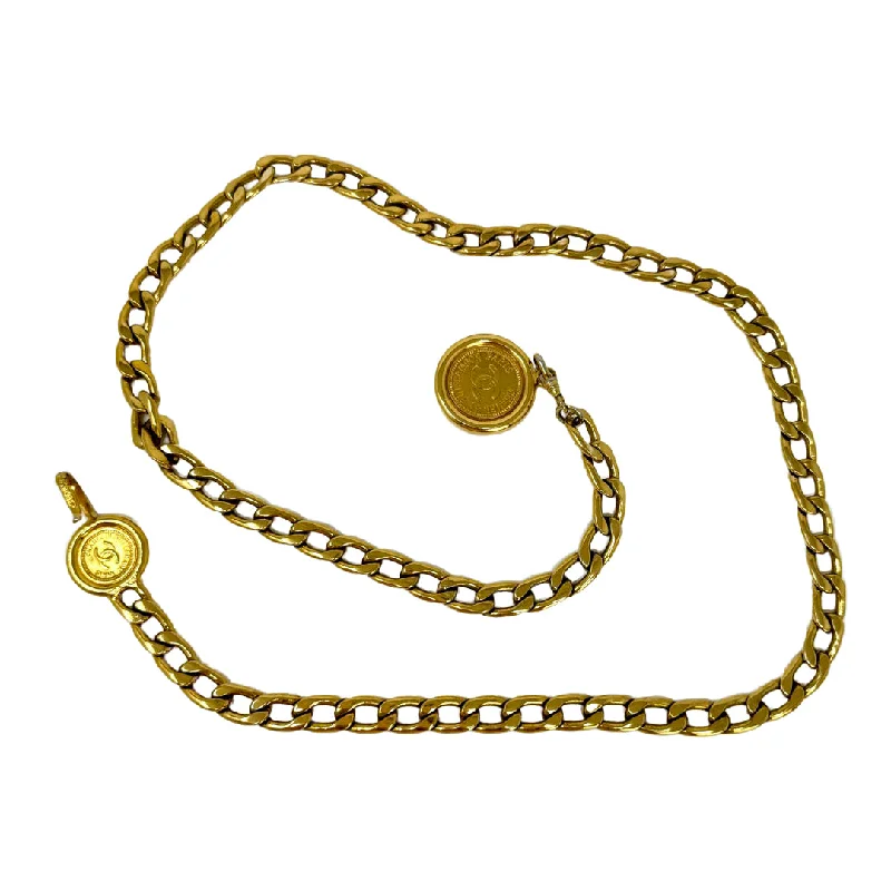 Chanel Gold-tone Chain Link Belt with Medallion