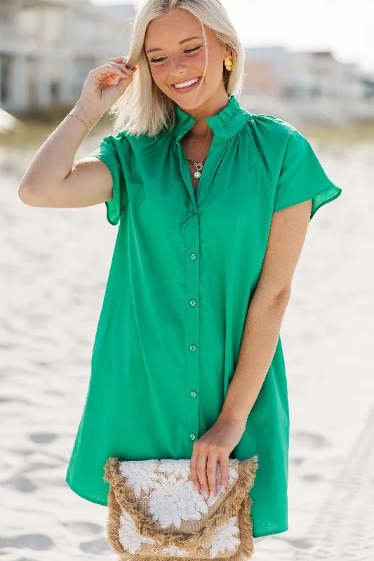 All About The Love Kelly Green Button Down Dress