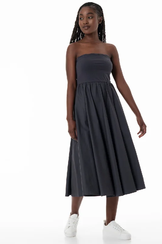 Bandeau Midi Dress _ 153905 _ Charcoal