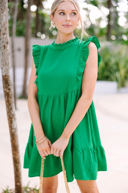 Call It Even Kelly Green Ruffled Dress