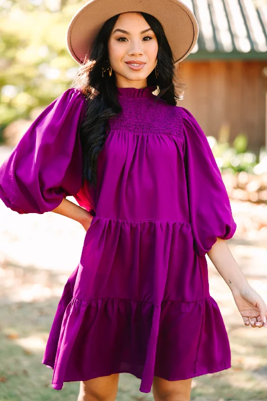 Coming Home Plum Purple Babydoll Dress