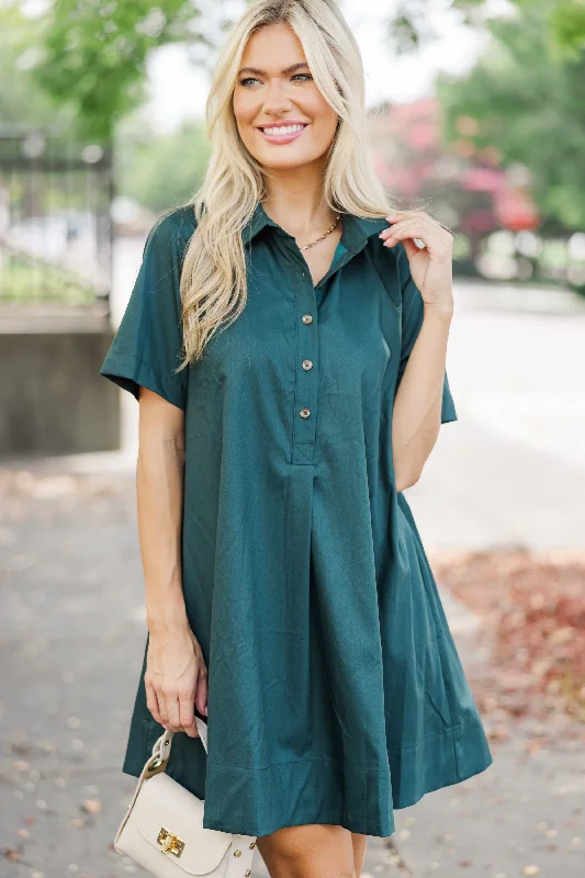 It's Another Day Forest Green Shirt Dress