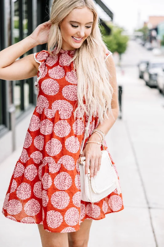 Make It Happen Rust Orange Medallion Dress