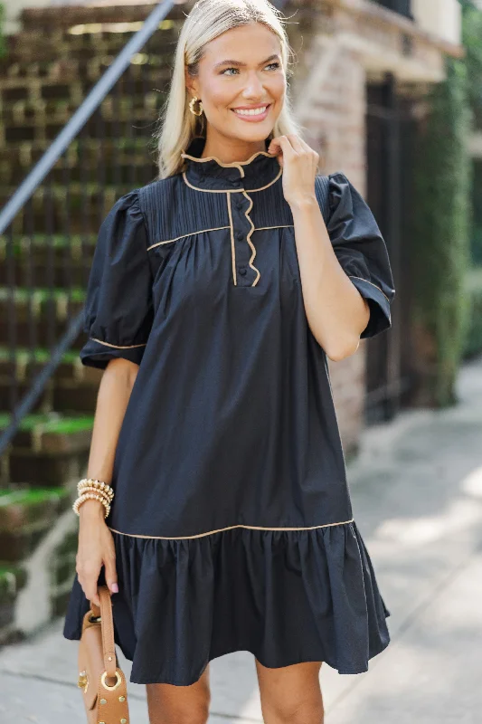 Smile On Your Face Black Drop Waist Dress