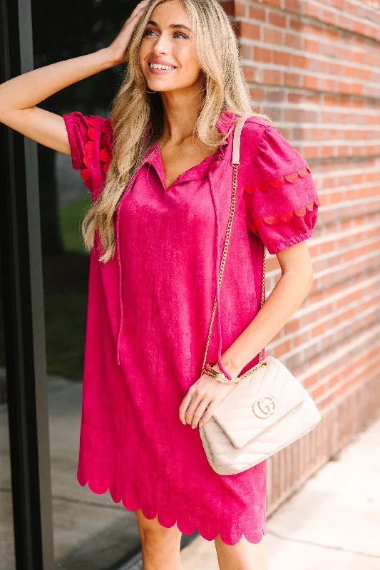 Well Known Wine Red Scalloped Dress