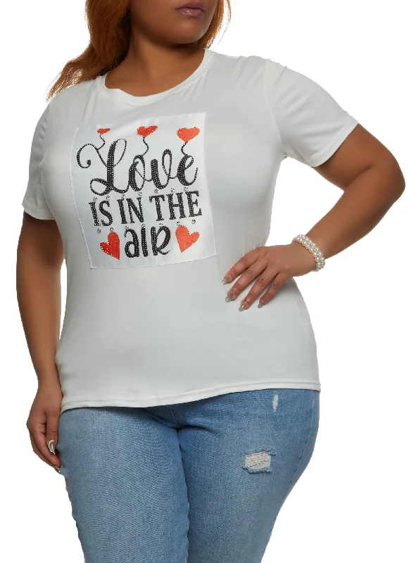 Plus Size Love Is In The Air Graphic Patch Tee