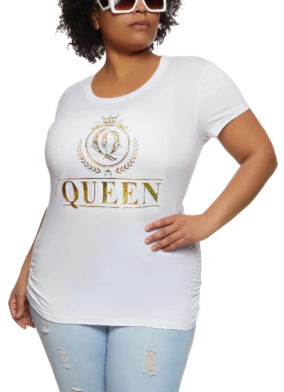 Plus Size Queen Embossed Foil Graphic Tee