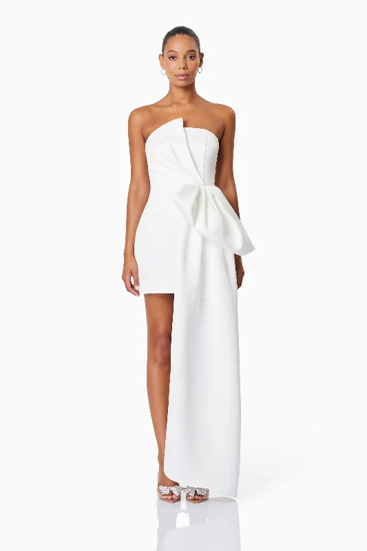 Alice Bow Strapless Mini Dress In White