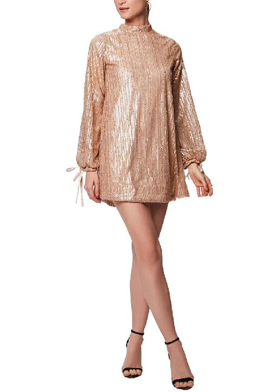 Gold Jenny Sequins Balloon Sleeves Mini Dress (UK 6)