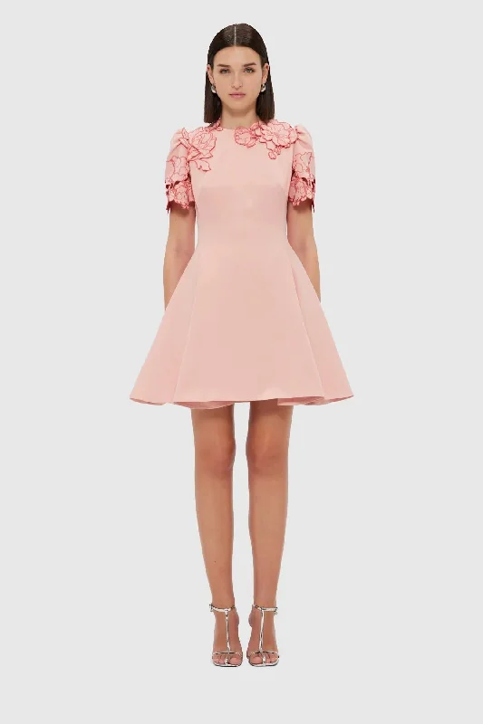 Leo Lin Elyse Appliqué Short Sleeve Mini Dress - Light Pink