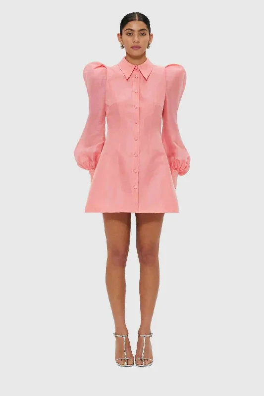 Leo Lin Lana Structured Shoulder Mini Dress - Strawberry Pink