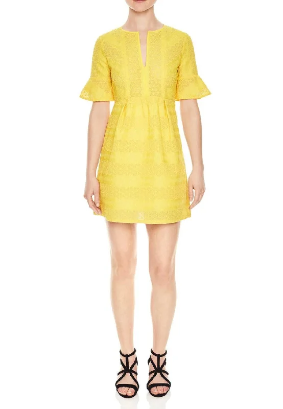 Yellow Mimosa V Neck Mini Dress