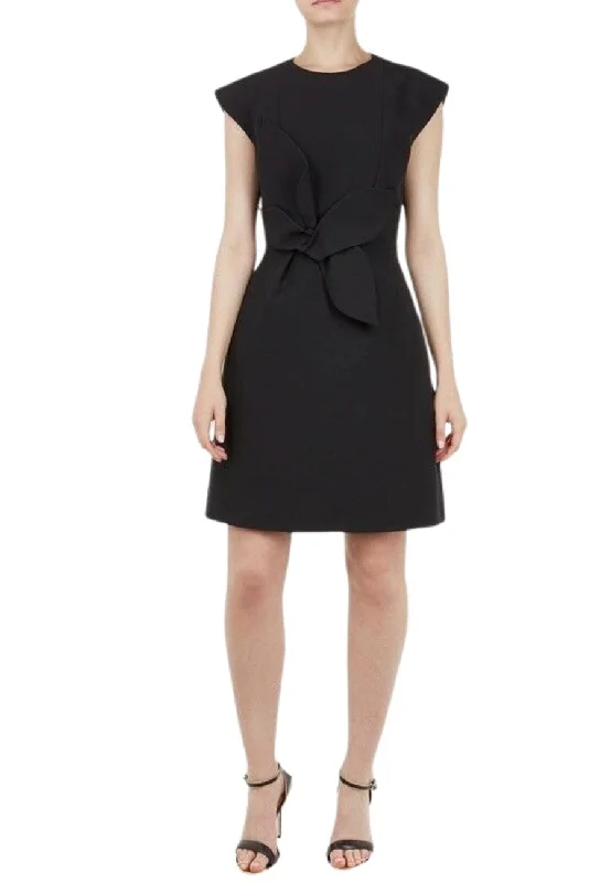 Black PPollyd Structured Bow Mini Dress