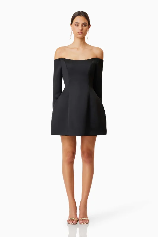 Vida Off The Shoulder Day Mini Dress In Black