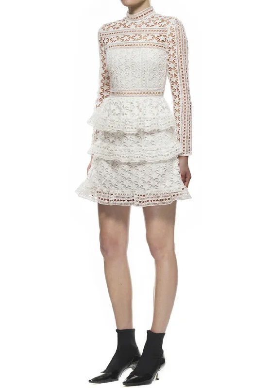 White Star Lace Long Sleeve Mini Dress (Pre-loved)