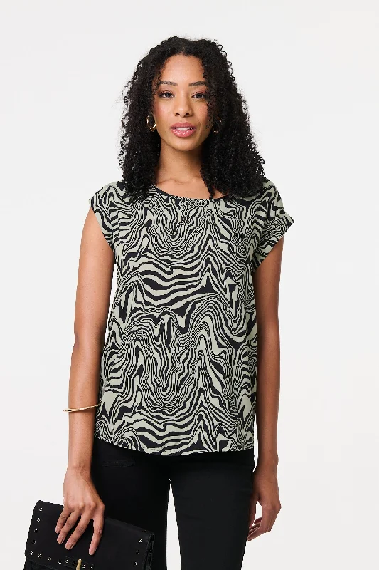 Marble Print Cap Sleeve Top