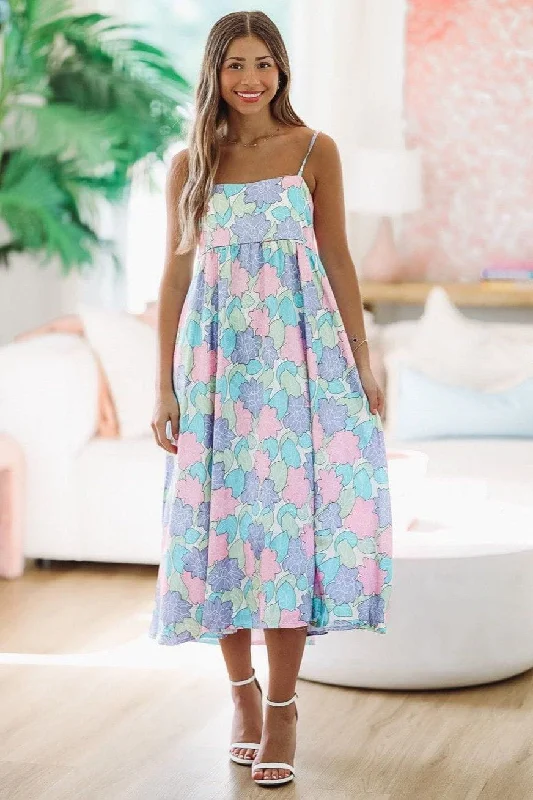 Swing Into Love Floral Maxi Dress - Pink, Purple, Green and Blue