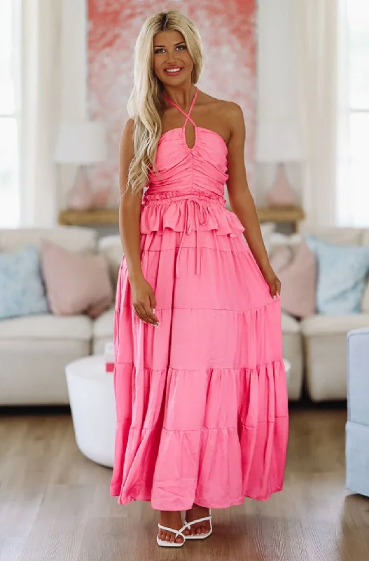 Whisk Me Away Maxi Gown Dress - Pink