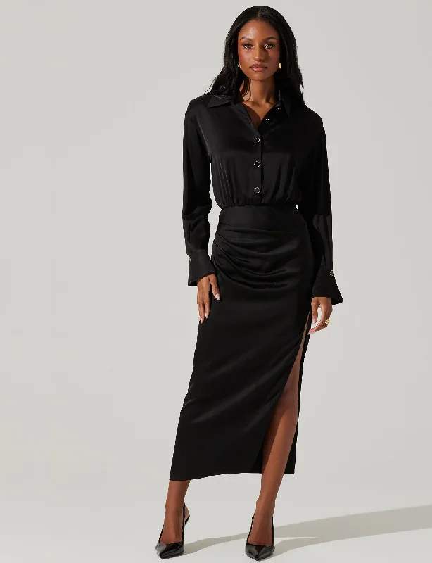 Elizabello Midi Shirt Dress, Black