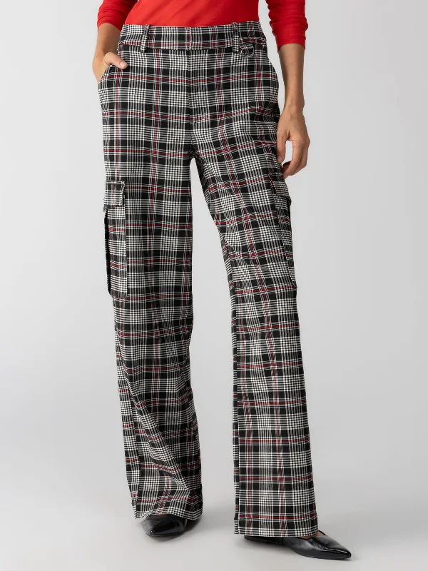 Gwen Cargo High Rise Pant Garnet Plaid