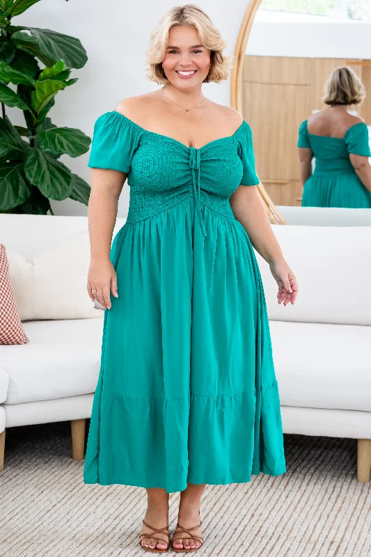 Kimba Midi Dress Dark Jade