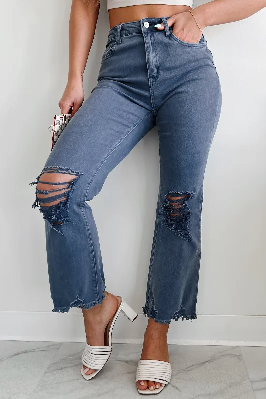 Lachlan High Rise Distressed Straight Leg Jeans (Blackberry)