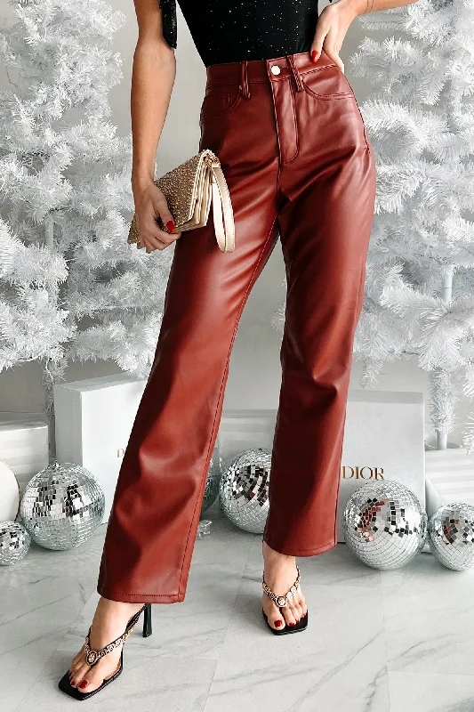 Lexly Judy Blue High Rise Tummy Control Faux Leather Pants (Red)