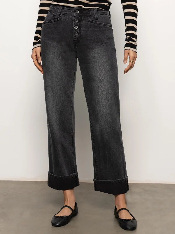 Luna Cuffed Standard Rise Jeans Dark Smoke