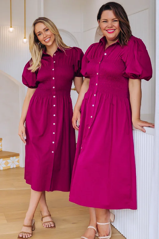 Samantha Midi Dress Magenta