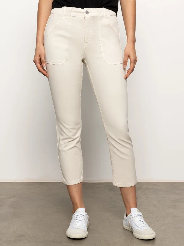 Sculpted Hayden Standard Rise Straight Crop Pants Light Oat