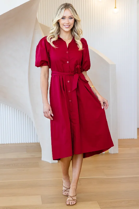 Shannon Midi Dress Deep Red