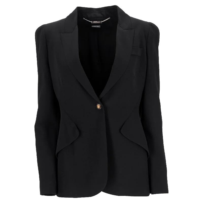 Alexander McQueen Leaf Crepe Jacket in Black Viscose