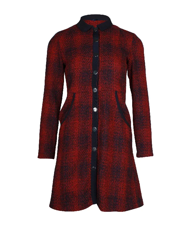 Maje Plaid Shirt Dress in Red Polyester