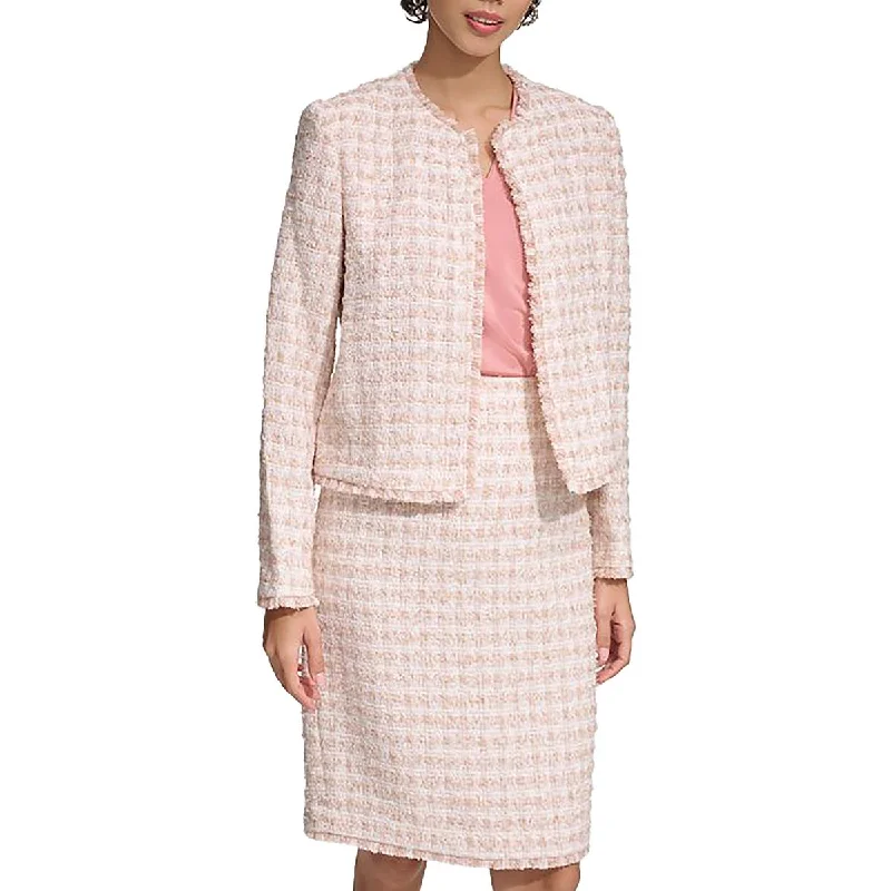 Womens Tweed Ofiice Open-Front Blazer