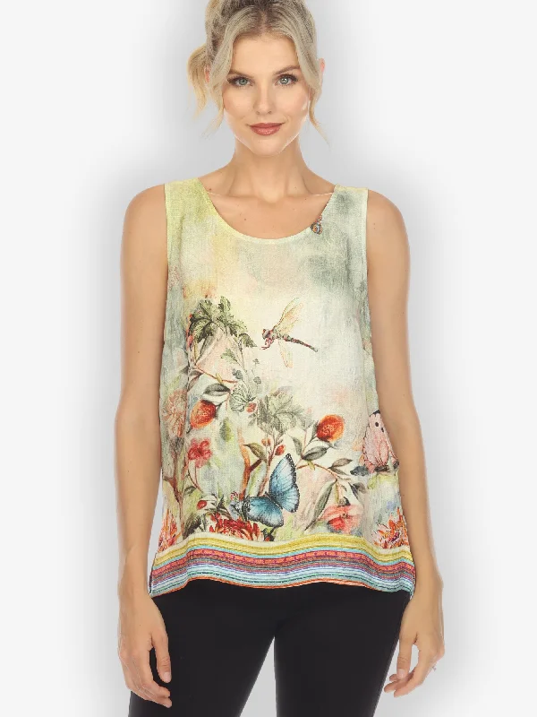 Chrysanthemum and Butterfly Silk Tank Top