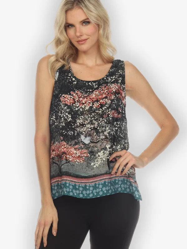 Sakura Night Silk Tank Top