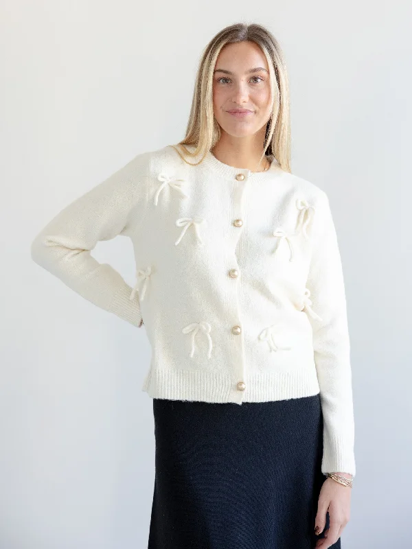 Annie Bow Cardigan Ivory