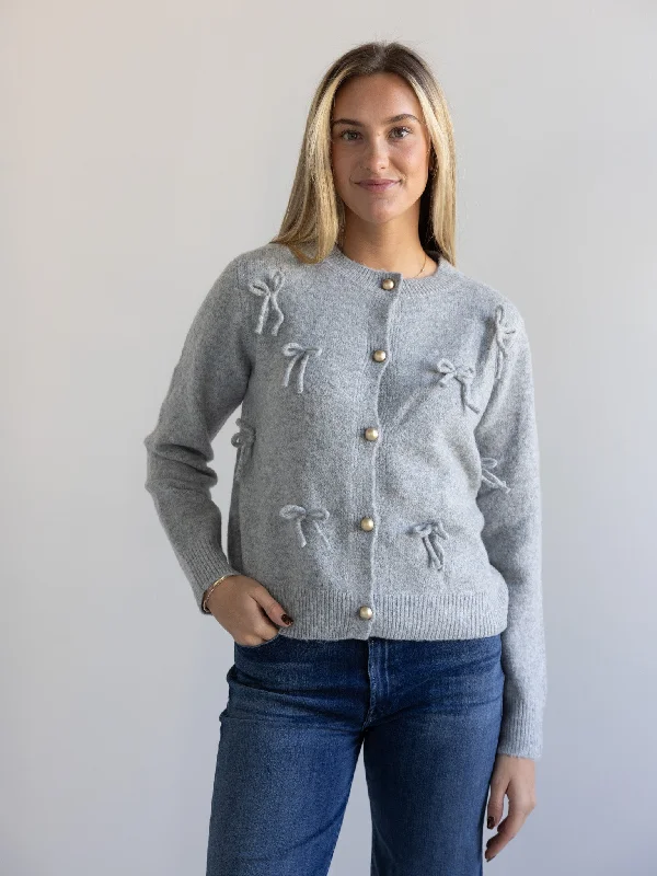 Annie Bow Cardigan Grey