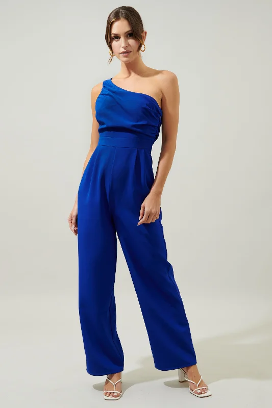 Blaine One Shoulder Ruched Jumpsuit