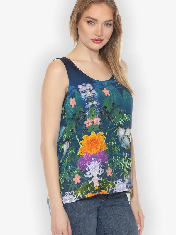 Chrysanthemum Gold Dream Silk Tank Top