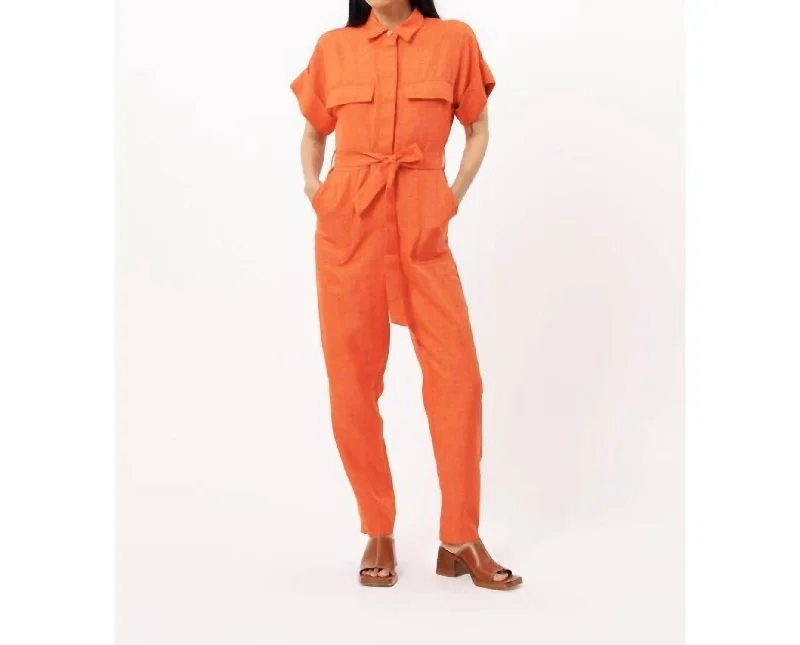 Elfie Woven Jumpsuit In Orange