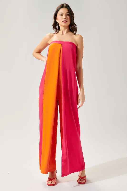 Feel the Beat Strapless Color Block Jumpsuit