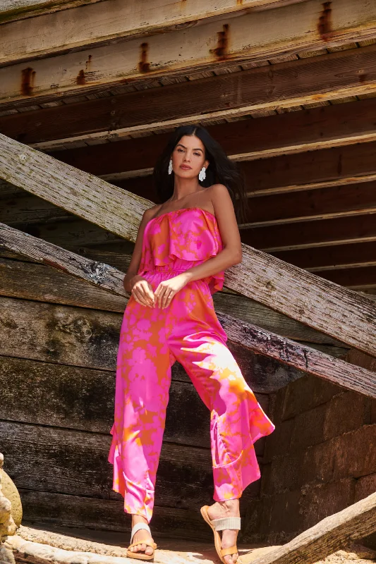 Lava Flow Strapless Wide Leg Jumpsuit