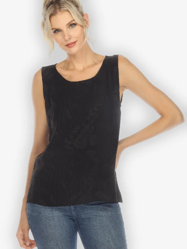 Solid Black Silk Tank Top