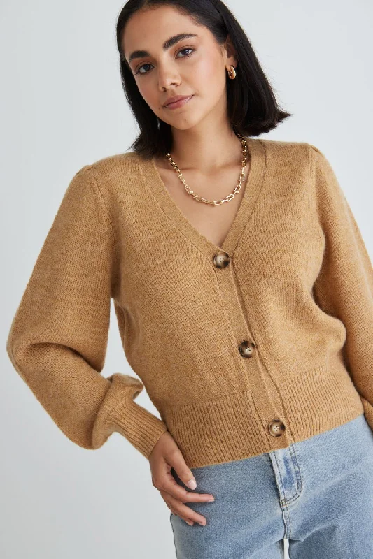 Spirited Gold Cropped Knit Cardigan