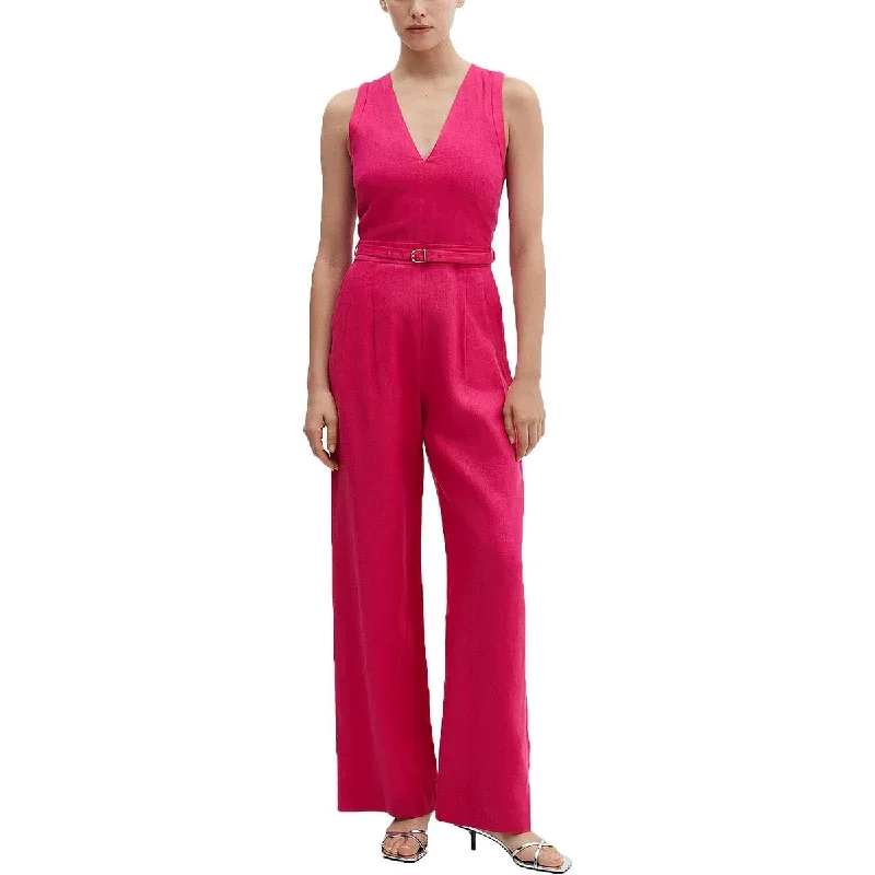 Womens Linen V-neck Jumpsuit