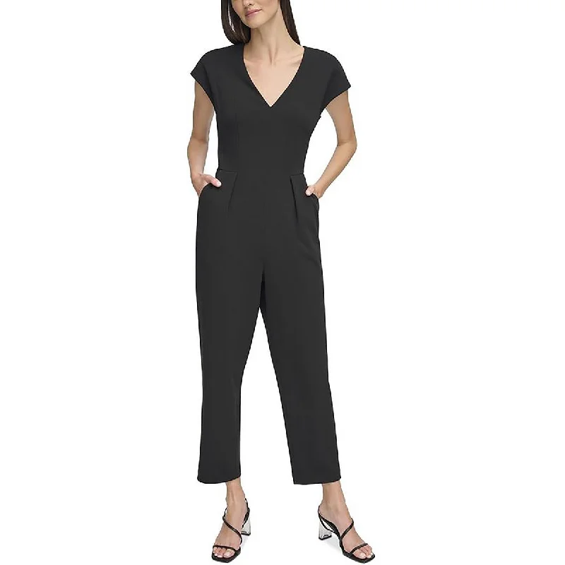 Womens Pleated Cropped Jumpsuit